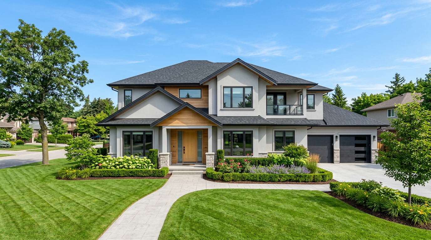 Craftsman-style home with a newly installed charcoal roof